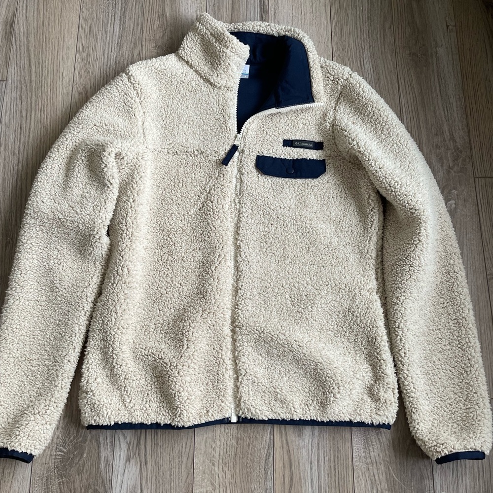Women’s Columbia Cream and Blue detail Sherpa Full-Zip Jacket (S)